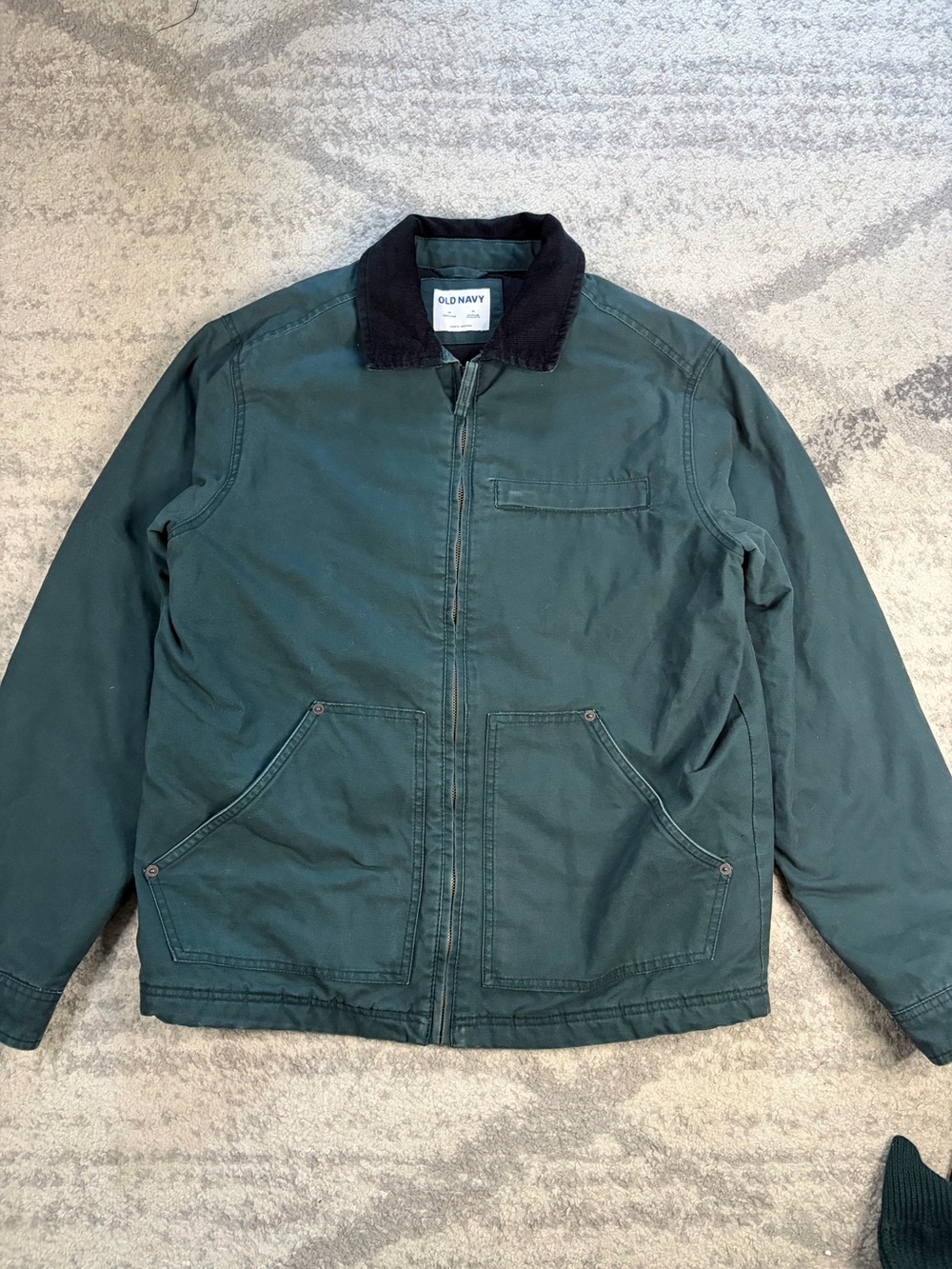 Old Navy Men’s Green Canvas Workwear Jacket Corduroy Collar Size M